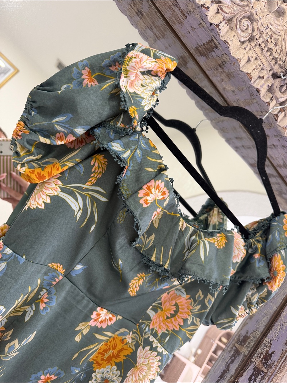 Saints + Secrets Teal Floral Dress - Picture 9 of 11